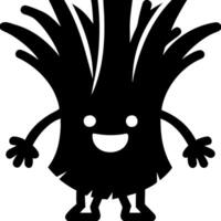 Happy Cartoon Character Silhouette with Spiky Hair and Arms Raised in Joyful Expression vector