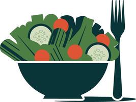 Fresh Vegetable Salad Bowl Illustration with Fork for Healthy Eating Themes vector