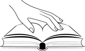 Hand on Open Book Illustration Knowledge and Learning Concept Art vector