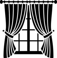 Elegant Window with Draped Curtains Design Home Decor Illustration vector