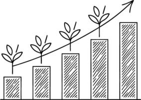 Growth Success with Increasing Bar Chart and Plant Symbols for Nature and Business Progress vector