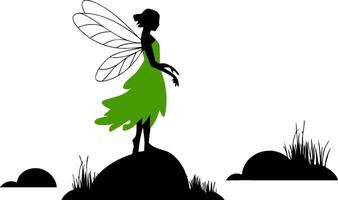 Enchanting Fairy Silhouette on Hilltop Illustration vector