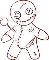 Cute Voodoo Doll Illustration with Button Eyes and Stitches vector