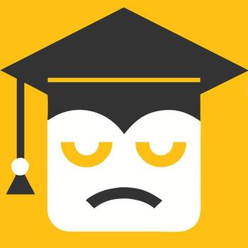 Grumpy Emoji with Graduation Cap for Education and Expression Concepts vector