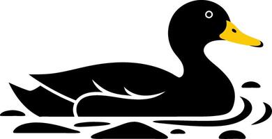 Black Duck Swimming in Lake Minimal Illustration for Nature and Wildlife Themes vector