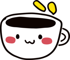 Cute Kawaii Coffee Cup Illustration with Smiling Face and Blushing Cheeks png