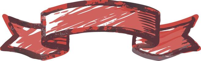 Red Grunge Style Hand-Drawn Ribbon Banner for Graphic Design and Decorative Accents vector