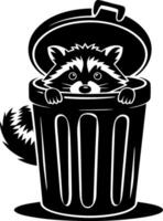 Raccoon Hiding in Trash Can Illustration for Wildlife and Urban Themes vector