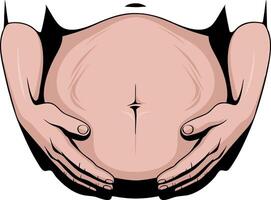Pregnant Belly with Supporting Hands Illustration for Maternity and Pregnancy Themes vector