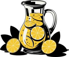 Refreshing Lemonade Pitcher and Citrus Slices for Summer Beverage Graphics vector