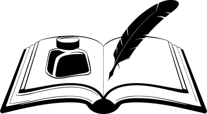 Quill and Ink Open Book Illustration Writing Creativity Symbol