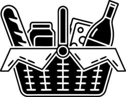 Picnic Basket with Bread Cheese Wine and Jam for Culinary and Dining Themes vector