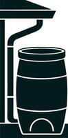 Rainwater Collection Barrel with Downspout Illustration for Eco-Friendly Water Conservation vector