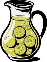 Refreshing Lemonade Illustration with Sliced Citrus and Pitcher Design vector