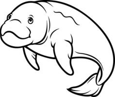 Manatee Line Art Minimalist Marine Animal Illustration vector