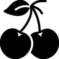 Black Silhouette Cherries Illustration with Leaves for Design and Decoration vector