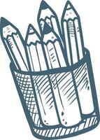 Hand-Drawn Pencil Holder Art for Creative Design and Education vector