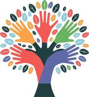 Colorful Hands Tree Unity Growth Symbol Illustration vector
