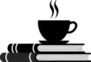 Coffee Cup on Stack of Books Silhouette for Relaxation and Study Themes vector