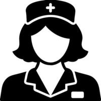 Nurse Silhouette with Medical Cap and Cross Symbol for Healthcare Use vector