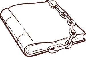 Illustration of Secured Book with Heavy Chains Symbolizing Restricted Knowledge vector