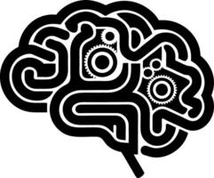 Brain Gears Illustration Symbolizing Connection Between Thought and Technology vector