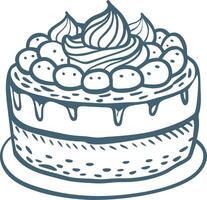 Delicious Cream-Filled Layer Cake with Icing and Berries Illustration vector