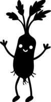 Cute Smiling Root Vegetable Character with Leafy Arms for Kids Illustrations vector