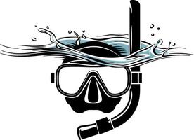 Diving Mask and Snorkel Surrounded by Water Splash Illustration vector