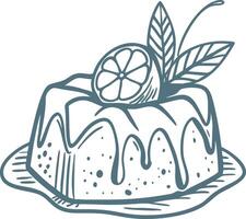 Delicious Lemon Drizzle Cake Illustration with Fresh Citrus and Leaves vector
