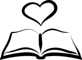 Heart Above Open Book Symbolizing Love for Literature and Learning vector