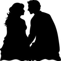 Romantic Couple Silhouette Embracing in Love Illustration vector