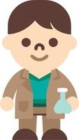 Cartoon Scientist Character Holding Flask Illustration for Educational Use vector
