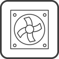 cooling fan computer icon in line black square frames, line icon png