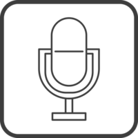 microphone computer icon in line black square frames, line icon png