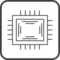 CPU ícone dentro linha Preto quadrado quadros, linha ícone png