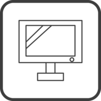 monitor computer icon in line black square frames, line icon png