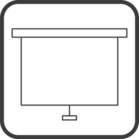projector screen icon in line black square frames, line icon png