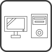 computer icon in line black square frames, line icon png