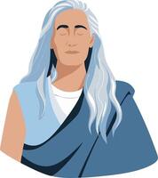 Elderly Silver Haired Person in Blue Robe Illustration with Calm Expression vector