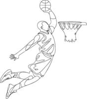 Dynamic Basketball Dunk Line Art Athlete in Motion vector