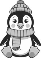 Cute Penguin Illustration with Winter Hat and Scarf for Seasonal Design vector
