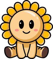 Cute Sunflower Character with Smiling Face and Adorable Expression vector