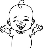 Cute Happy Baby Line Art Drawing with Open Arms for Children's Products vector