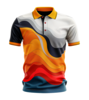 sports polo shirt mockup template, with abstract pattern and front view, isolated on transparent background png