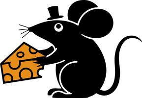 Cartoon Mouse with Cheese and Top Hat for Fun Illustrations and Design vector