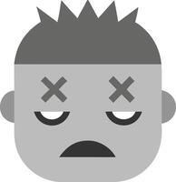 Cartoon Zombie Face Illustration with Crossed Eyes vector