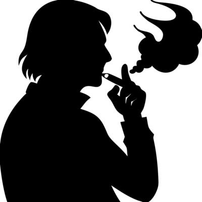 Silhouetted Man Smoking Cigar with Smoke Illustration