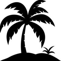 Silhouette of Tropical Palm Trees on Island Illustration vector