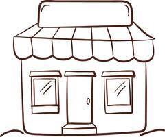 Simple Line Art Illustration of Small Storefront Building vector